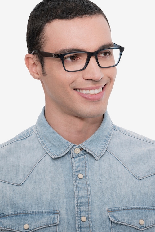 Ray-Ban RB7025 - Rectangle Blue Frame 