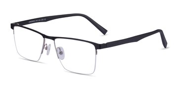 Silver Black Chronos -  Metal Eyeglasses