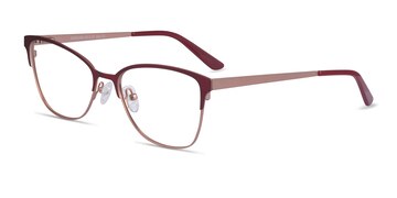 Burgundy  Rose Gold Marlena -  Metal Eyeglasses