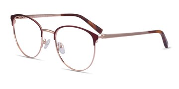 Burgundy  Rose Gold Tracie -  Metal Eyeglasses
