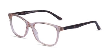 Clear Pink Floral Paint -  Plastic Eyeglasses