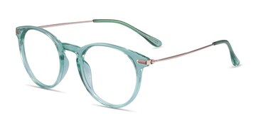 Clear Green & Rose Gold Particle -  Colorful Plastic, Metal Eyeglasses