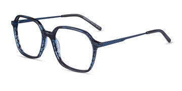 Striped Blue Modernity -  Acetate Eyeglasses