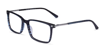 Striped Blue Button -  Acetate Eyeglasses