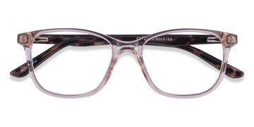 Clear Pink Floral Paint -  Plastic Eyeglasses