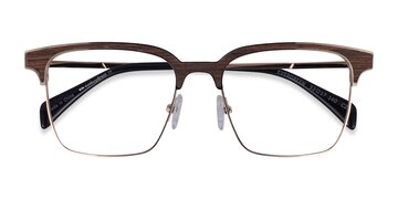 Gold & Wood Evergreen -  Classic Wood Texture Eyeglasses