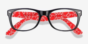 ray ban with red arms
