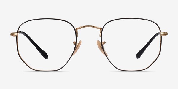 Ray-Ban RB6448 - Square Black Gold Frame Eyeglasses | EyeBuyDirect