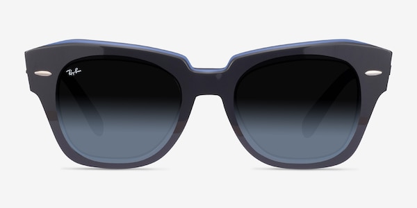 Ray-Ban State Street Gray On Transparent Blue Acetate Sunglass Frames