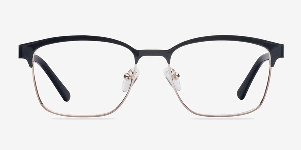 Sublime Black Golden Metal Eyeglass Frames