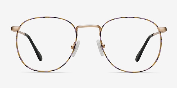 Blossom Floral Golden Metal Eyeglass Frames