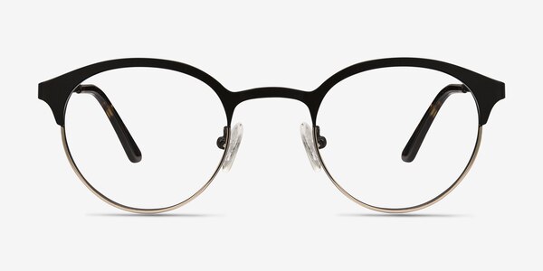 Fixate Black Golden Metal Eyeglass Frames
