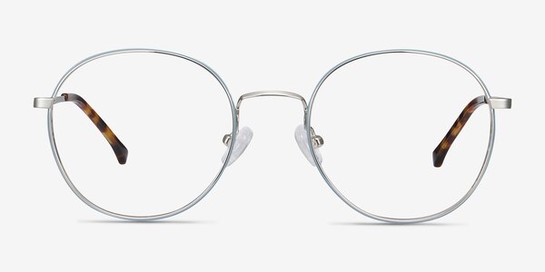 Progress Blue Silver Metal Eyeglass Frames