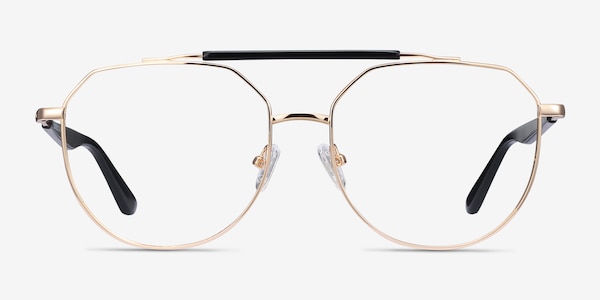 Coxon Golden Black Metal Eyeglass Frames