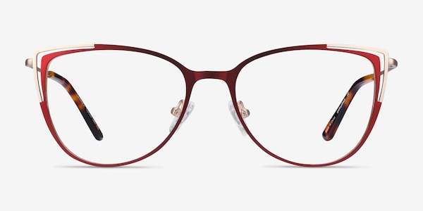 Garance Red & Gold Metal Eyeglass Frames