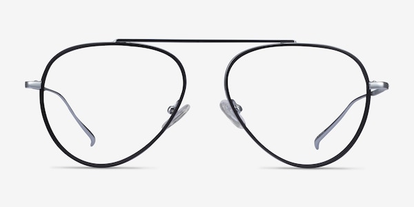 Cana Black Silver Metal Eyeglass Frames