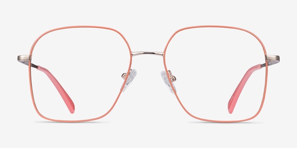 Arty Coral & Gold Metal Eyeglass Frames