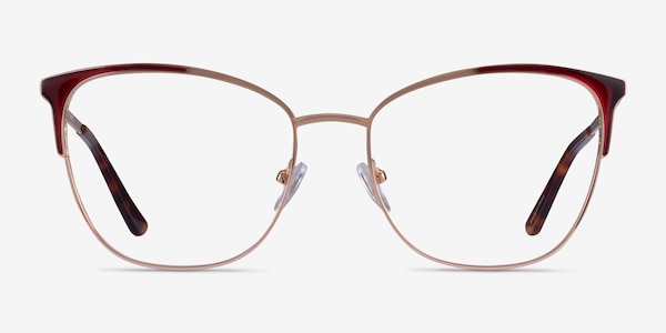 Kelsey Red Rose Gold Metal Eyeglass Frames
