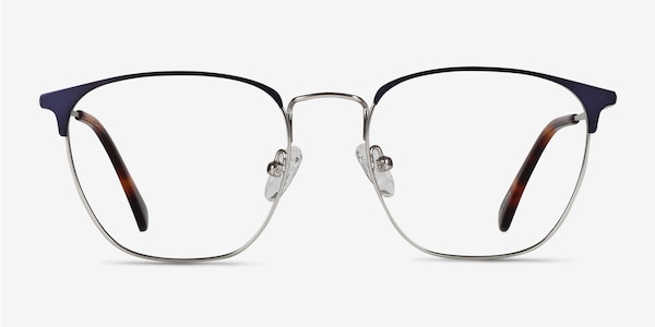 Codex Blue Silver Metal Eyeglass Frames