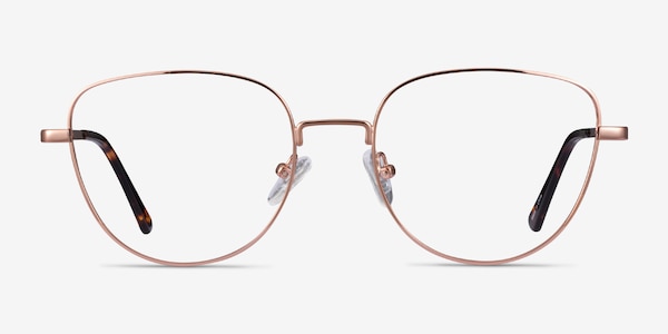 Clotilde Shiny Rose Gold Metal Eyeglass Frames