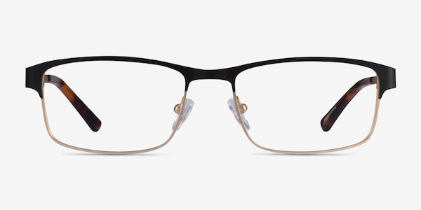 Quest Black Gold Metal Eyeglass Frames