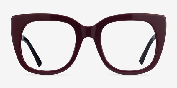 Unique Burgundy & Black Acetate Eyeglass Frames