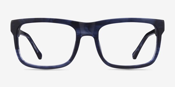 Ylem Matte Blue Striped Acétate Montures de Lunette de vue