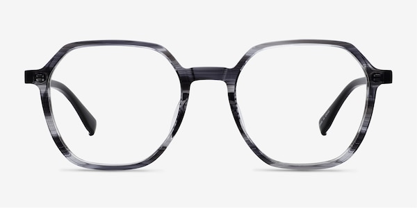 Oscar Gray Striped Black Acétate Montures de Lunette de vue