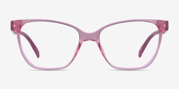 Almond Clear Pink Plastic Eyeglass Frames