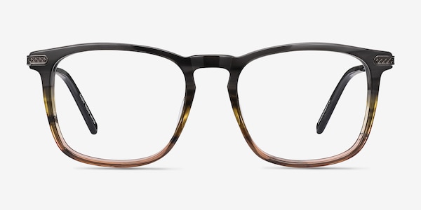 Glory Gray Striped Acetate-metal Montures de Lunette de vue