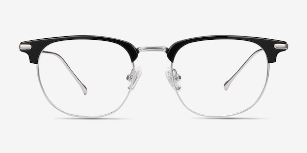 Relive Black Silver Acetate-metal Eyeglass Frames