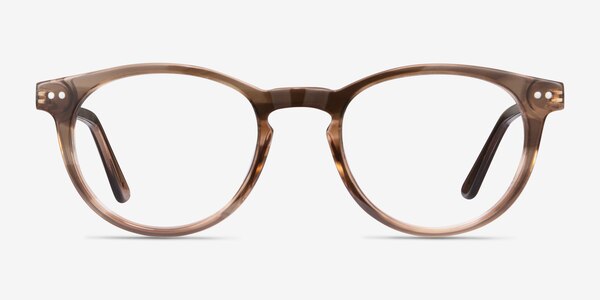 Traveller Brown Striped Acetate-metal Montures de Lunette de vue