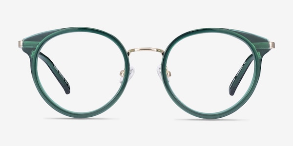 Jezzie Emerald Green & Gold Acetate-metal Montures de Lunette de vue