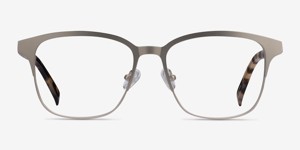 Intense Matte Silver Tortoise Acetate-metal Montures de Lunette de vue