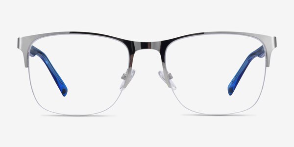Emmerson Silver & Clear Blue Acetate-metal Montures de Lunette de vue