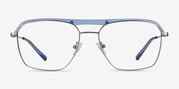Dynamo Clear Blue & Gunmetal Acetate-metal Eyeglass Frames