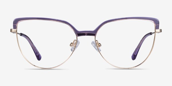 Dona Clear Purple & Gold Acetate-metal Montures de Lunette de vue