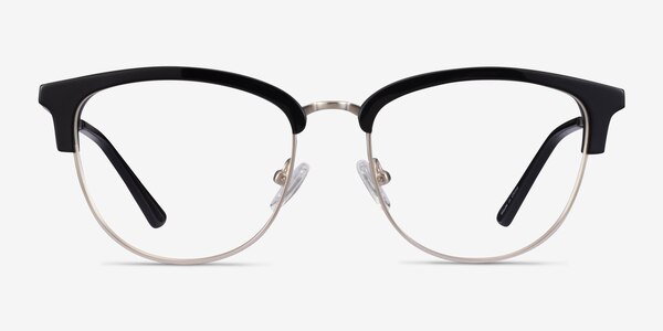 Sophisticated Black & Silver Acetate-metal Montures de Lunette de vue