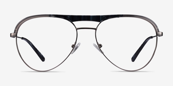 Mission Blue Striped & Gunmetal Acetate-metal Eyeglass Frames