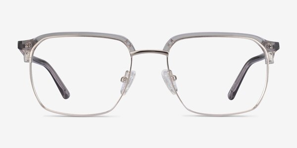 Break Clear Gray & Silver Acetate-metal Montures de Lunette de vue