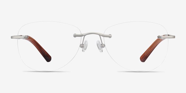 Smooth Silver Titanium Eyeglass Frames