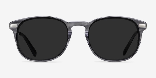 Council Gray Striped Acetate-metal Soleil de Lunette de vue