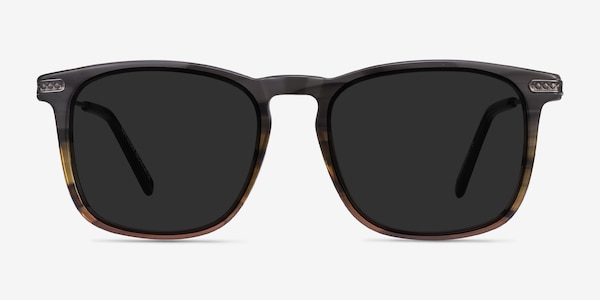 Sun Glory Gray Striped Acetate-metal Sunglass Frames