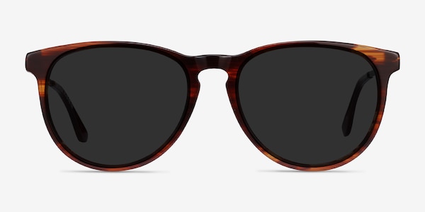 Sun Ultraviolet Brown Striped Acetate-metal Soleil de Lunette de vue