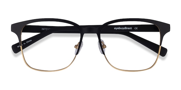 Intense | Matte Black/Golden Metal Eyeglasses | EyeBuyDirect