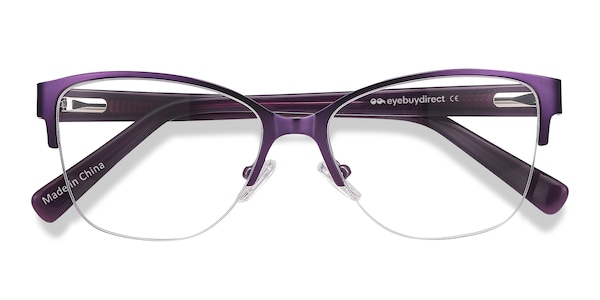 purple rimmed glasses