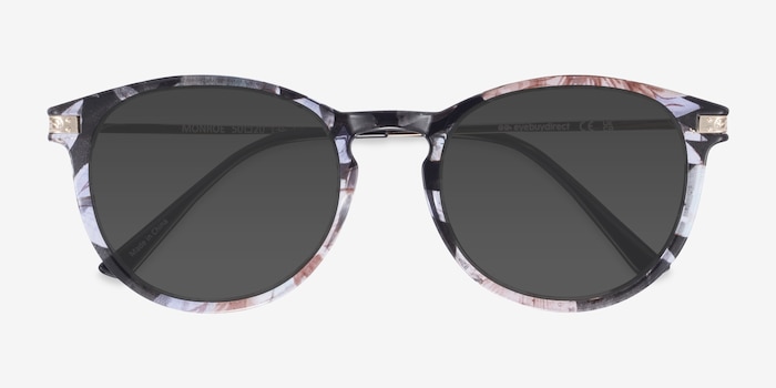 Monroe Pink/Floral Plastic Sunglass Frames from EyeBuyDirect, Closed View