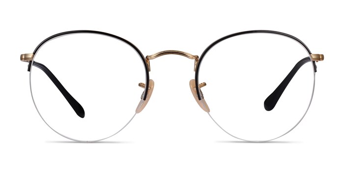 Ray-Ban RB3947V - Round Black Gold Frame Eyeglasses | EyeBuyDirect