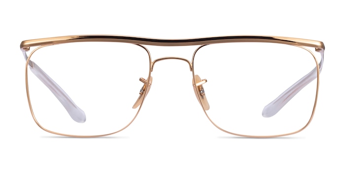 Ray-Ban RB6519 - Square Gold Frame Eyeglasses | EyeBuyDirect