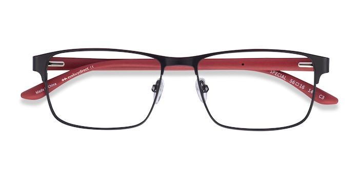 black and red frame glasses